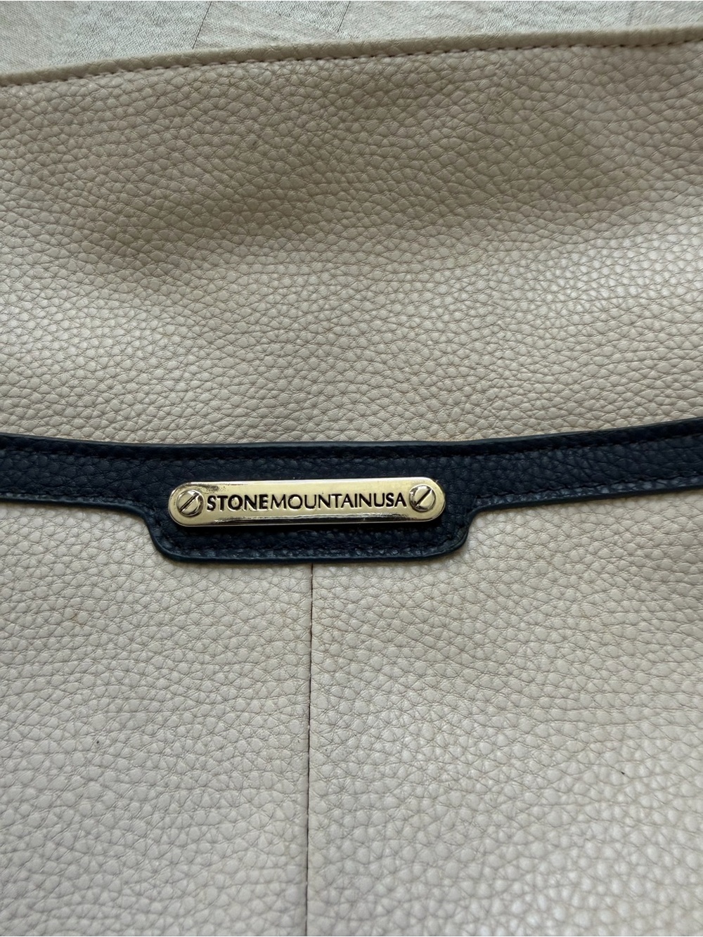 Stone Mountain Accessories Navy and Cream Pebbled Shoulder Bag - Picture 9 of 9